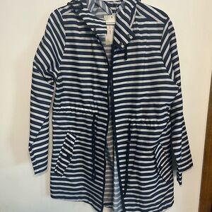 KEREN hart Navy and White Striped Jacket